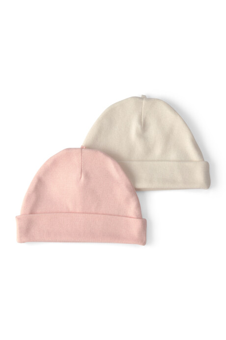 Pack dos gorros de algodón, rosado y marfil Sin color