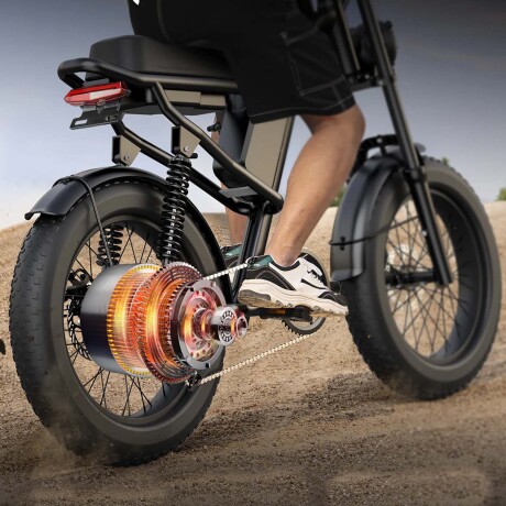 Bicicleta Eléctrica Gyroor Z8 R20 Diseño Motocicleta con Luz Negro