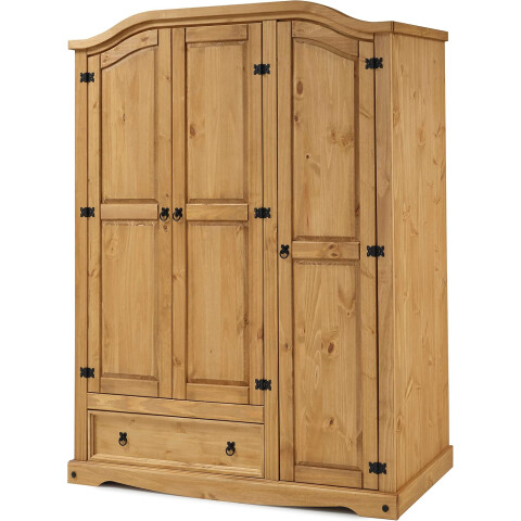 ROPERO 3 PUERTAS CURVO RUSTICO CERA NATURAL ROPERO 3 PUERTAS CURVO RUSTICO CERA NATURAL