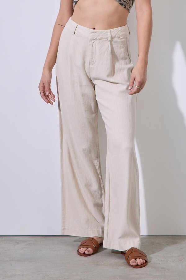 Pantalon Lino Wide BEIGE