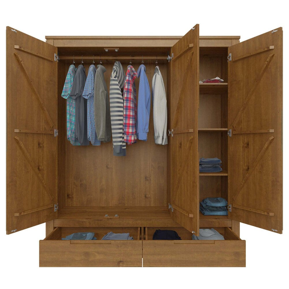 PLACARD ROPERO 3 PUERTAS MADERA NATURAL-BEIGE FRESNO