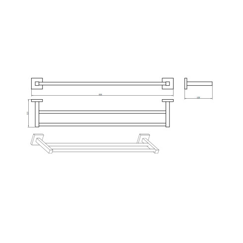 TOALLERO BARRAL DOBLE 60CM CROMADO MARCA AQUALIA LINEA MANCHESTER 000