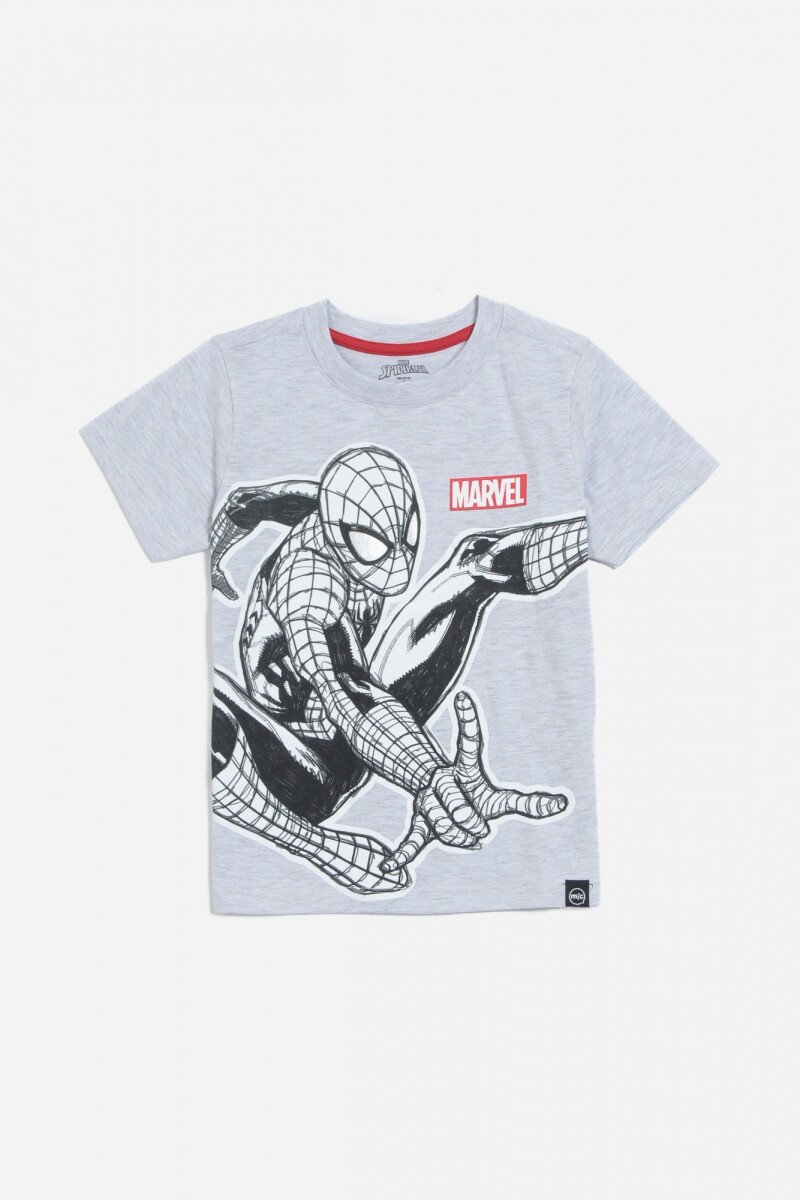 Remera Spiderman con Foil niño GRIS MELANGE