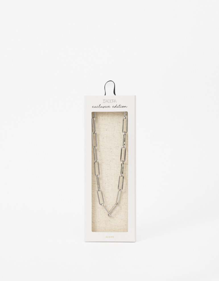 Collares Cortos Metal Collar Corto Eslabones De Acero - Plateado