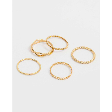Set De Anillos De Metal Dorado