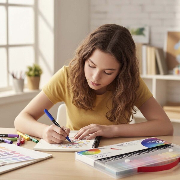 Set De 120 Marcadores Doble Punta Tipo Pincel Acuarelables Transparente