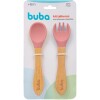 Set cubiertos silicona bambu BUBA rosa