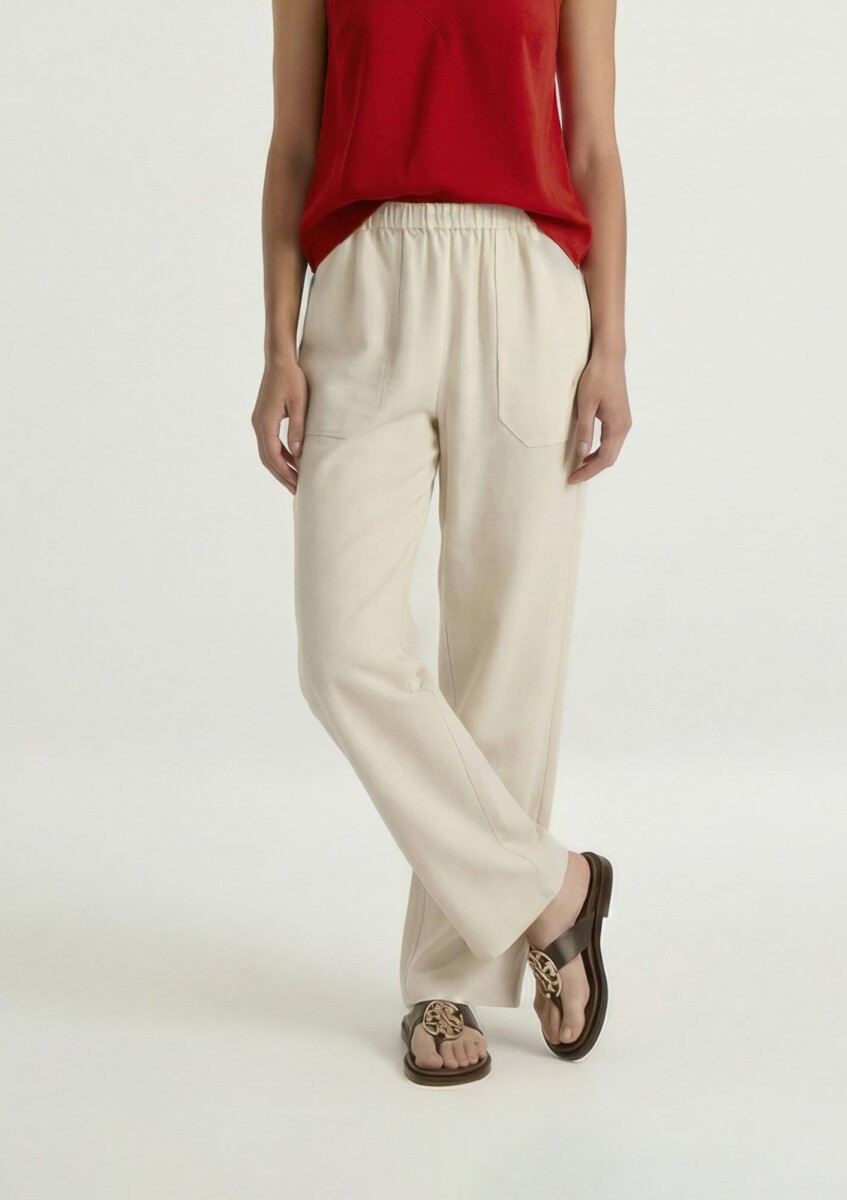 PANTALÓN RECTO PARA MUJER - BEIGE 