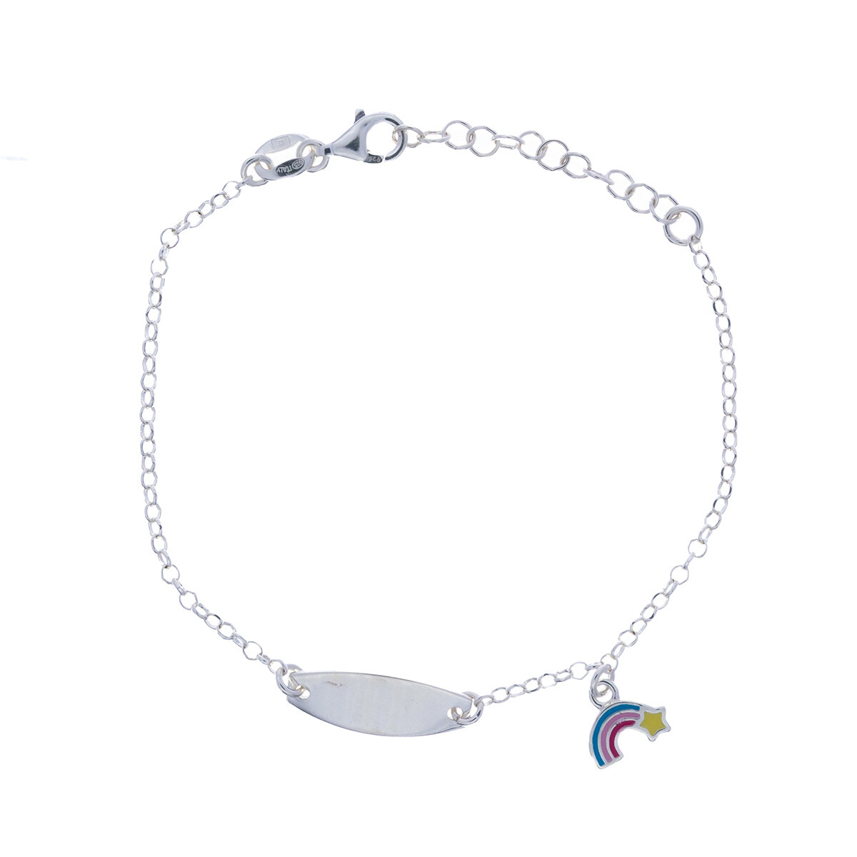 Pulsera identidad plata 925, ARCO IRIS 