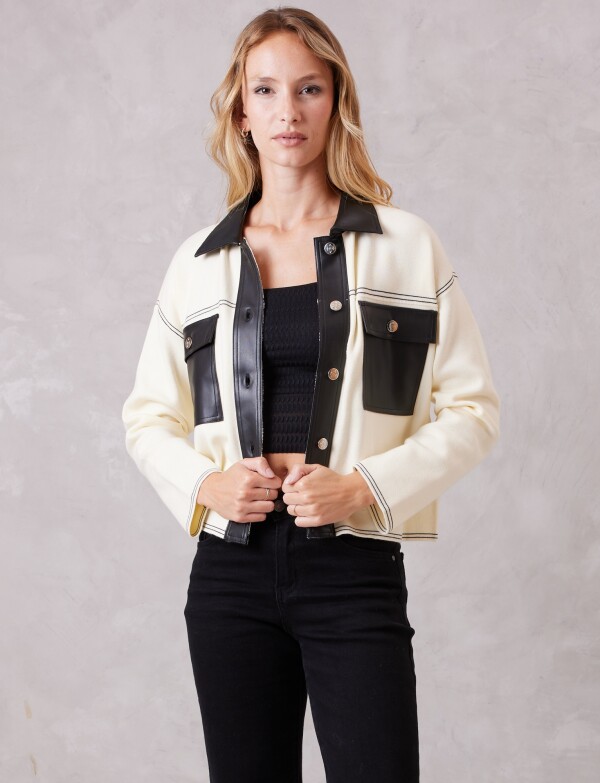 Chaqueta Combinada Eco Cuero CRUDO