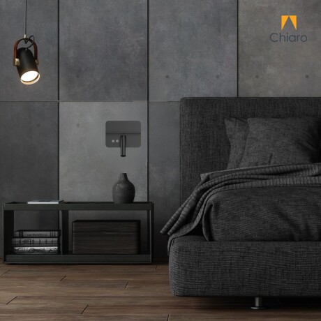Portátil led de pared con SPOT, USB y DOBLE LUZ DIM 2700K NEGRA