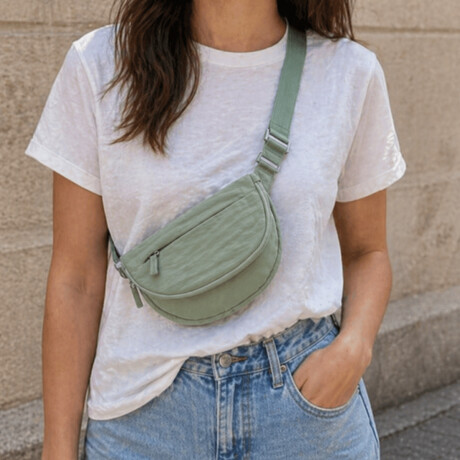 Riñonera Bandolera ajustable con bolsillos Verde Agua