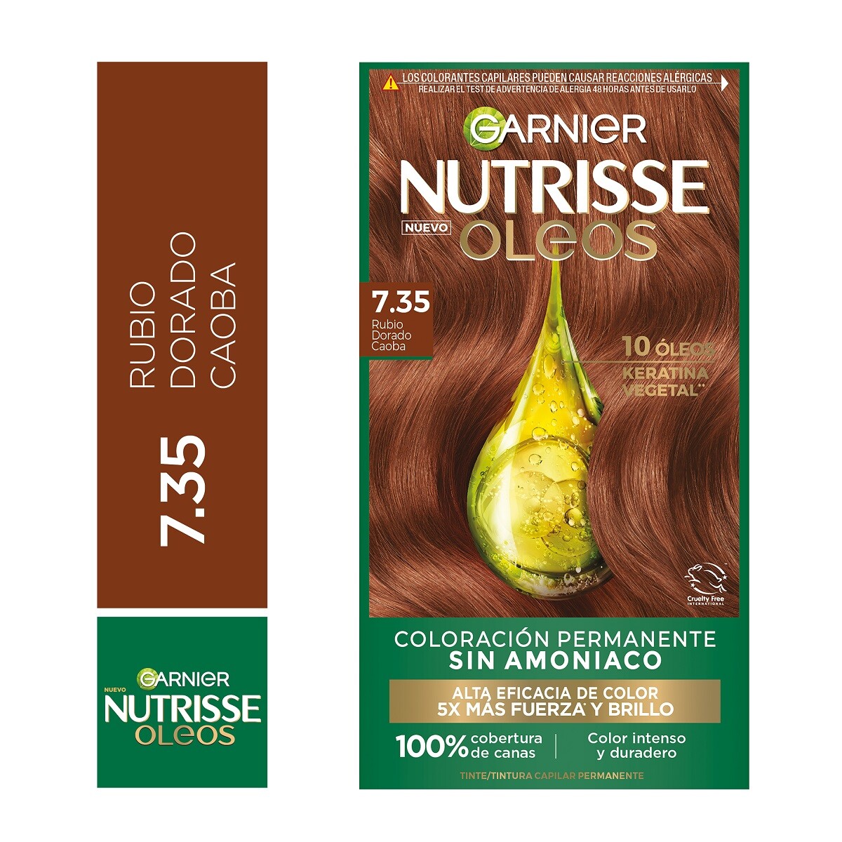 Tinta Garnier Nutrisse Oleos N°7.35 Rubio Dorado 