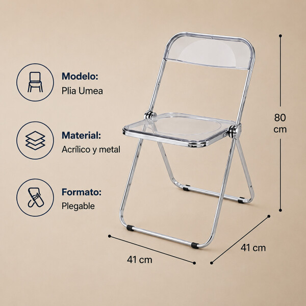 Silla Plegable ComboHome Plia Umea Pack X6 Plateada