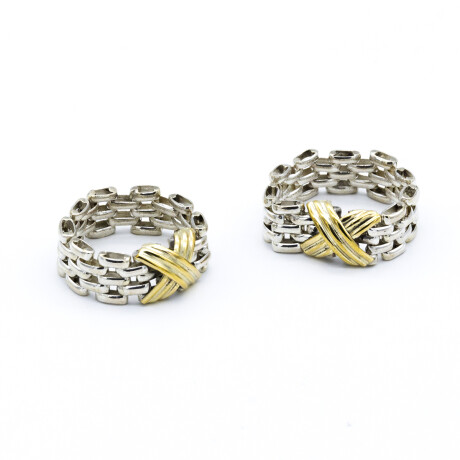 Anillo de plata 925 y double en oro 18 ktes, PANTER. Anillo de plata 925 y double en oro 18 ktes, PANTER.