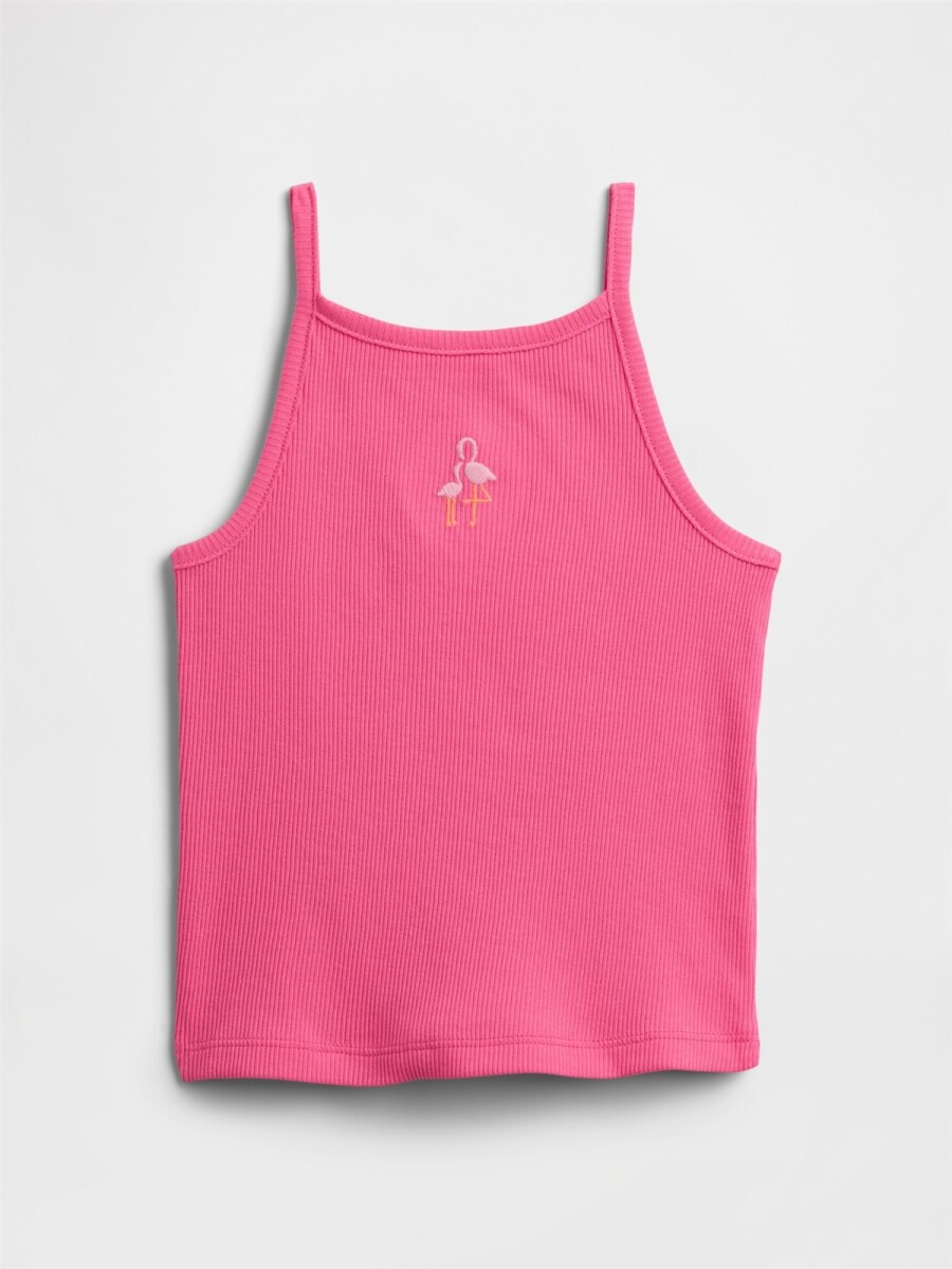 Musculosa Rib Toddler Niña - Neon Pink Rose 