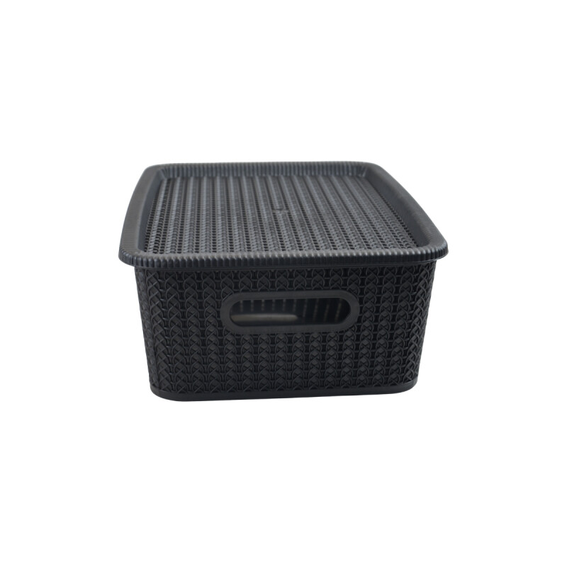 Caja organizadora símil ratán 12,5lt NEGRO
