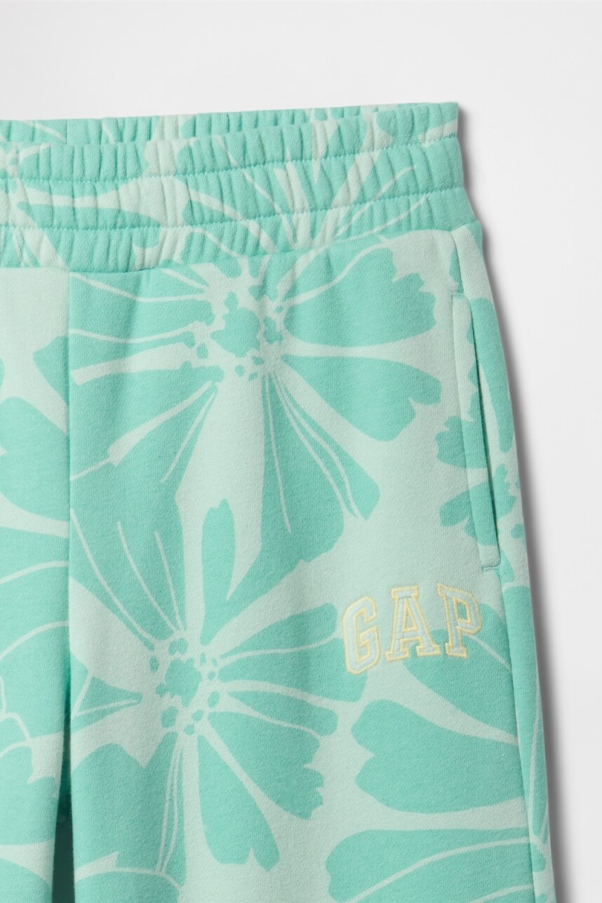 Pantalón Deportivo Wide Leg Logo Gap Niña Aqua Floral