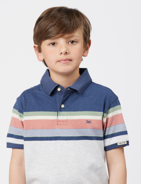 REMERA POLO RAYADA Gris