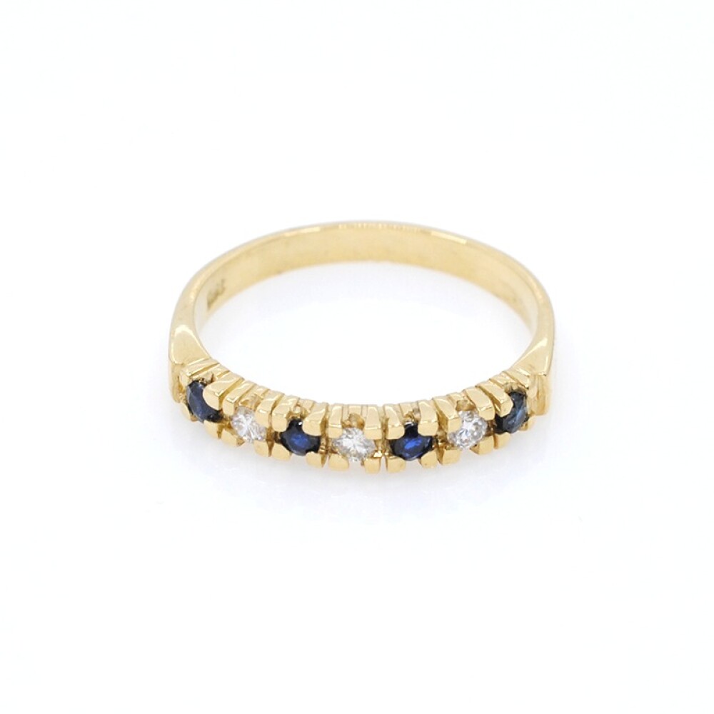 Anillo medio sin fin zafiros y brillantes con engarce 4 puntas Anillo medio sin fin zafiros y brillantes con engarce 4 puntas