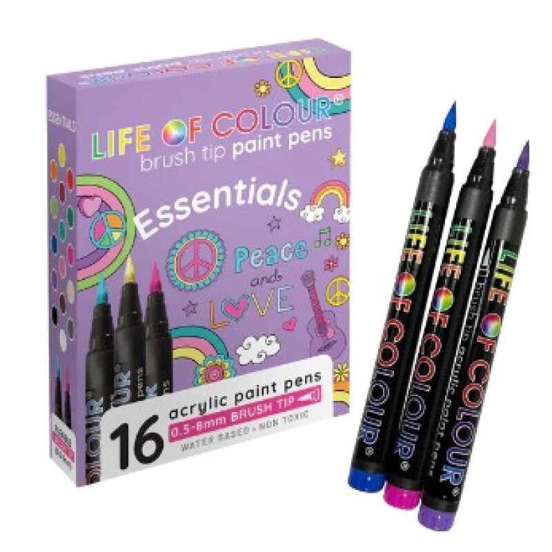 BRUSH MARKERS acrilicos- 16 colores clasicos Life Of Colour Brush Markers Acrilicos- 16 Colores Clasicos Life Of Colour