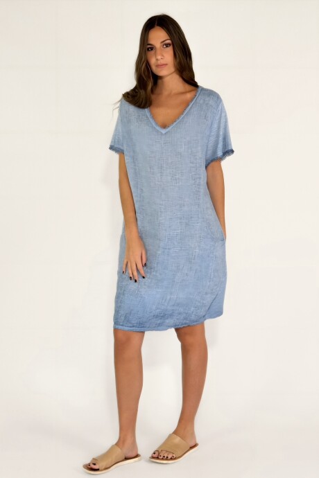 VESTIDO MARTINICA CORTO Celeste