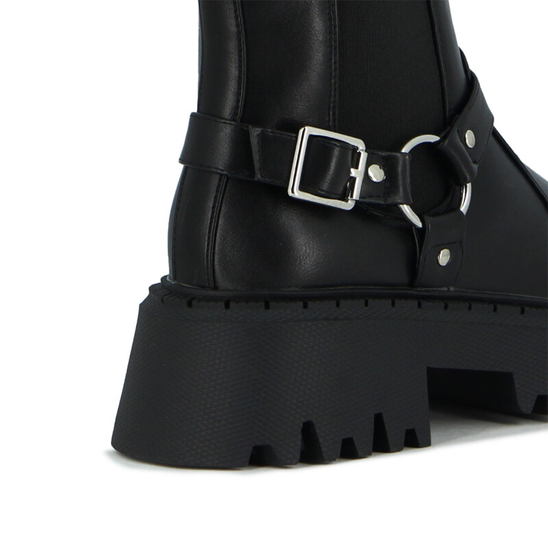 Darkness Bota Dama Caña Media C/ Hebilla Y Elastico Negro