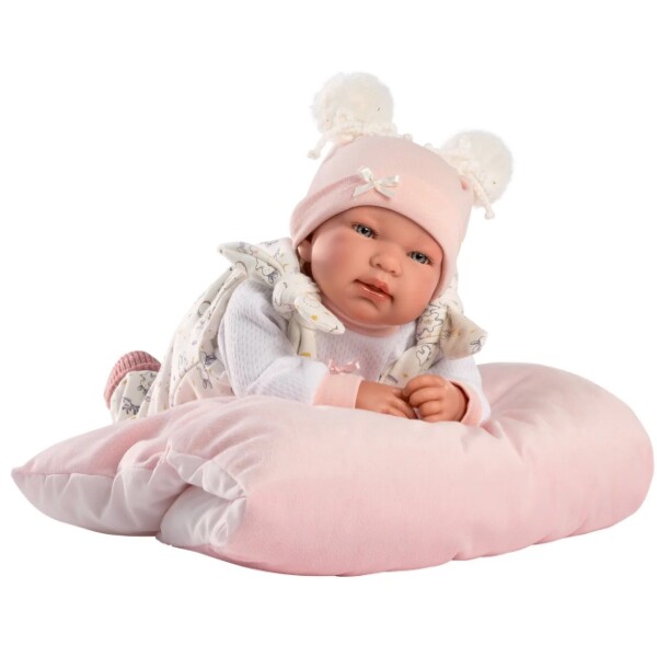 Bebota Llorens Tina Llorona Muñeca Abrigo Gorra Conejo 44 cm Modelo Tina Cojin