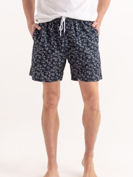 Short de baño estampado Pétalos Azul Marino