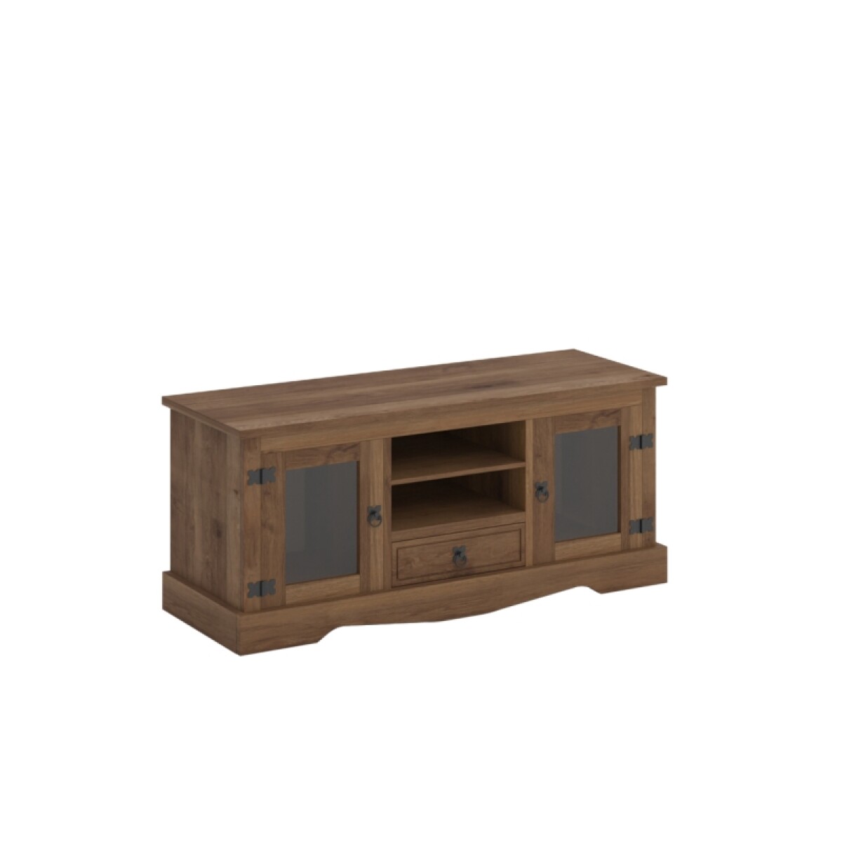 Rack 2 Puertas Rustico Vidrio 1 Cajon 1.20 Nogal 