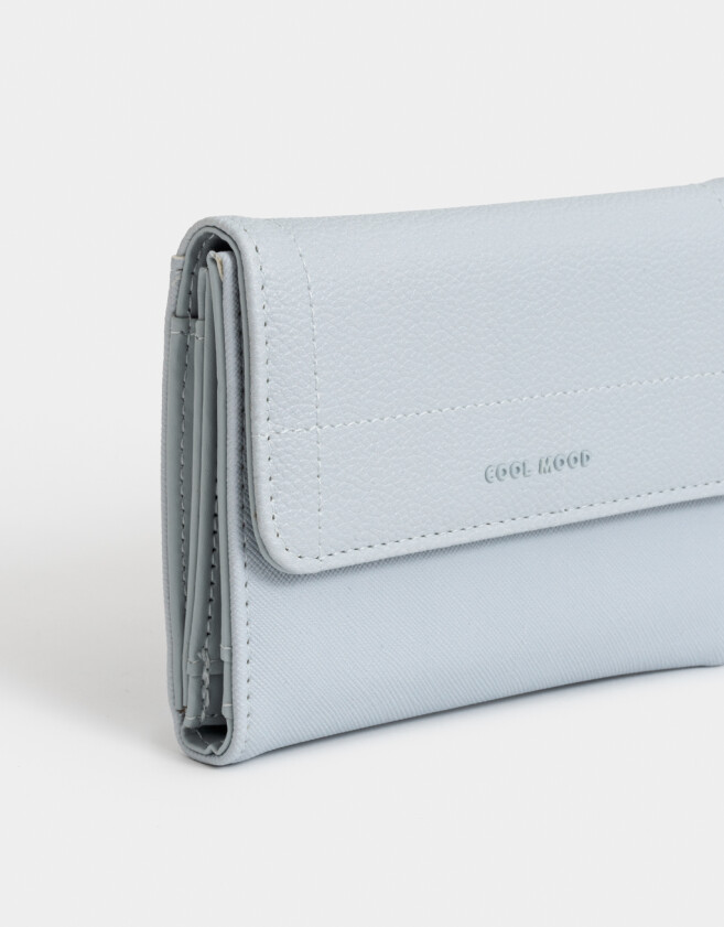 Billetera Color Block Billetera Cuerina Granulada - Azul Celeste