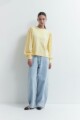 Sweatshirt con mangas de broderie amarillo