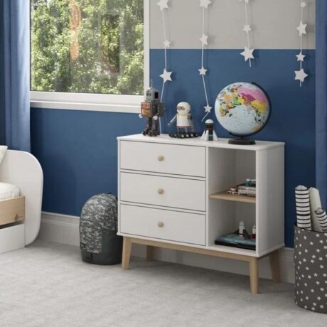 COMODA 3 CAJON 2 ESTANTES - BLANCO/NATURAL COMODA 3 CAJON 2 ESTANTES - BLANCO/NATURAL