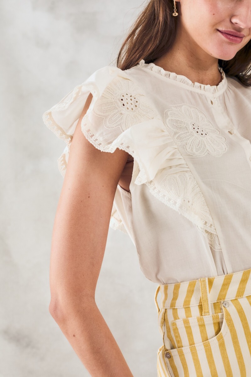 Blusa Sin Mangas Bordada Nacar