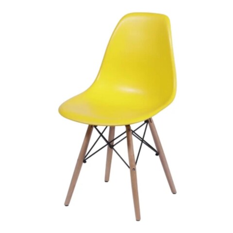 Silla Eames DKR Base En Madera Amarilla Silla Eames DKR Base En Madera Amarilla