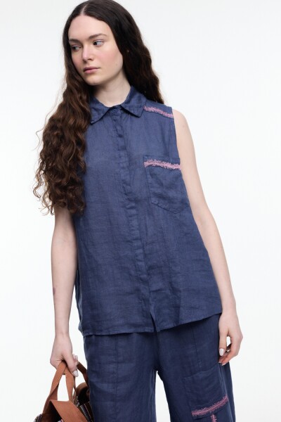 CAMISA SIN MANGAS Azul