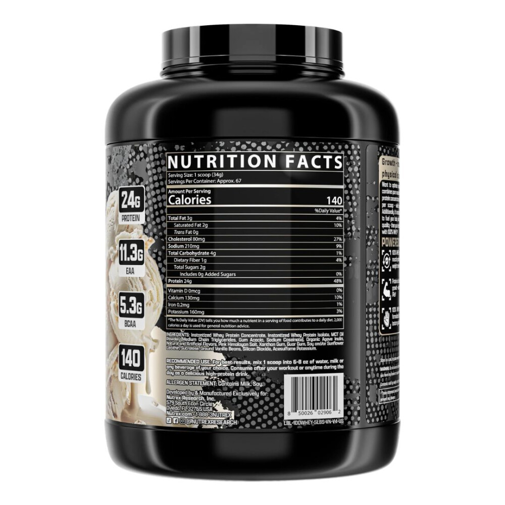 100% Whey Protein Vanilla | Proteína de Suero | 5 lb - Nutrex 100% Whey Protein Vanilla | Proteína de Suero | 5 lb - Nutrex