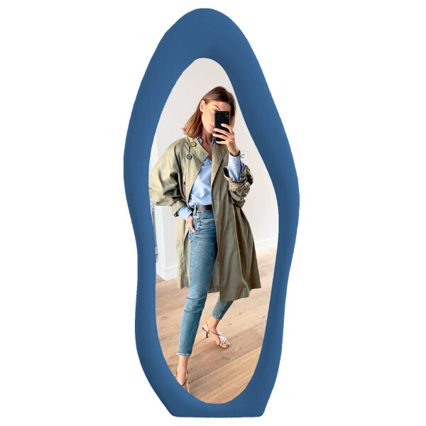 Espejo Mango, Cuerpo Entero, Forma Irregular AZUL