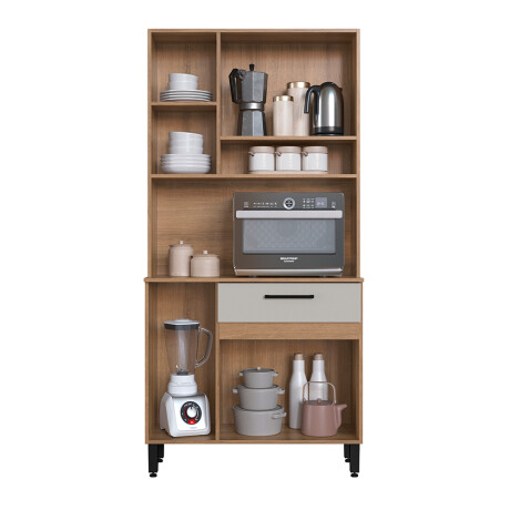 Aparador Multiuso 1 Cajón 4 Estantes 6 Puertas Ub BLANCO-MARRON