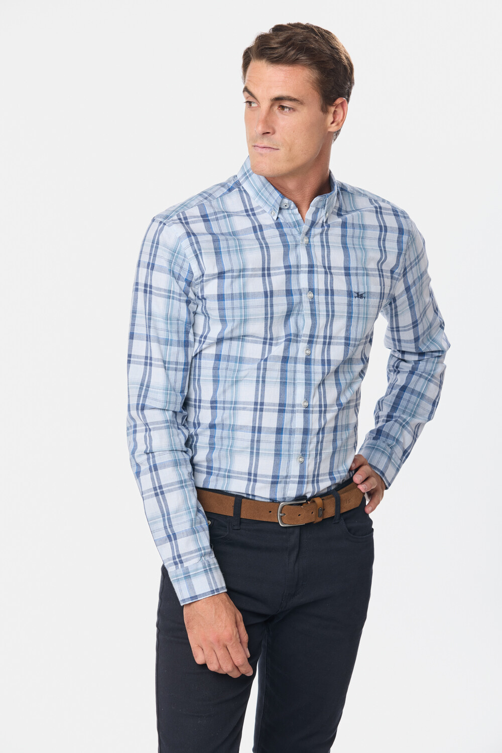CAMISA A CUADROS Marino