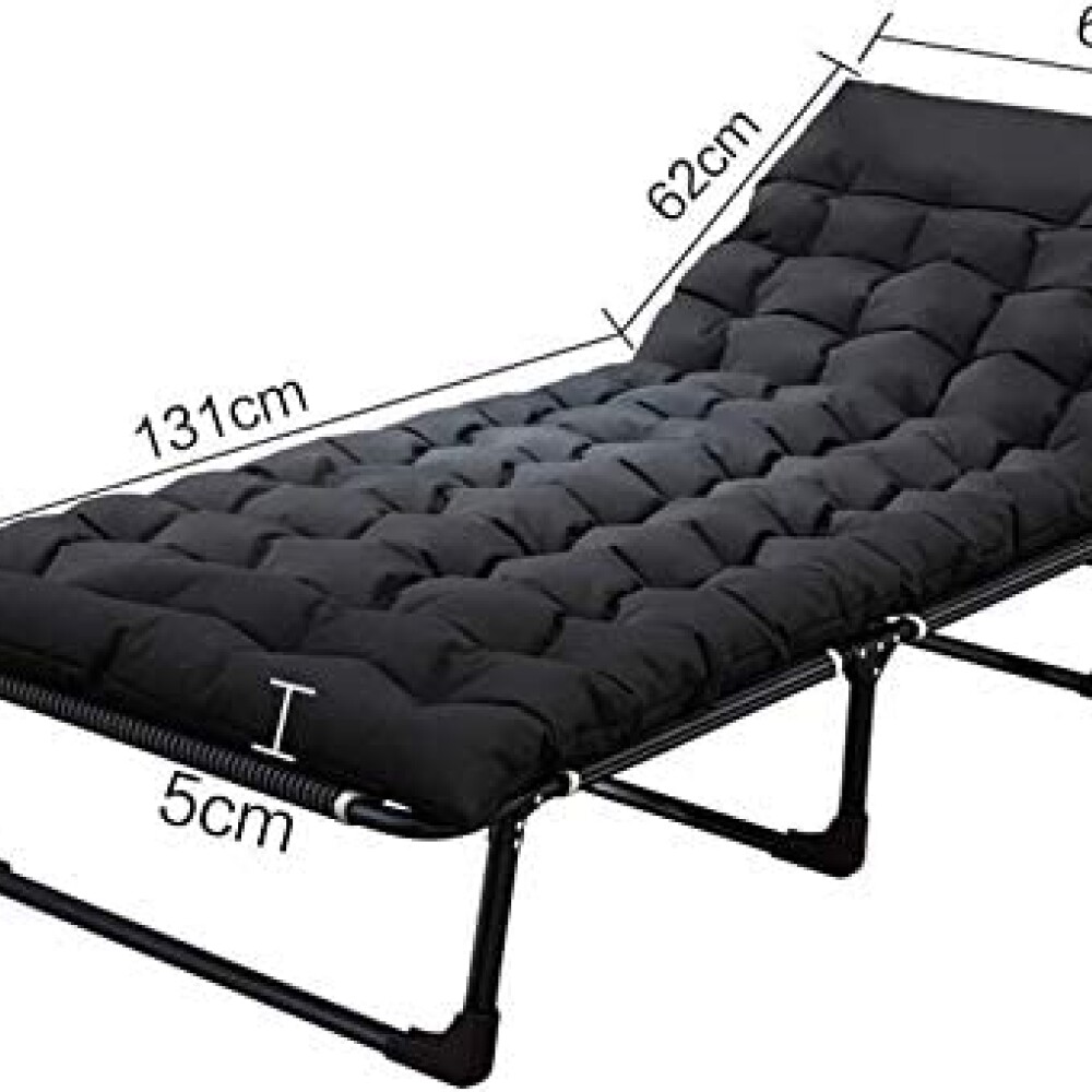 Catre plegable acolchonado Negro