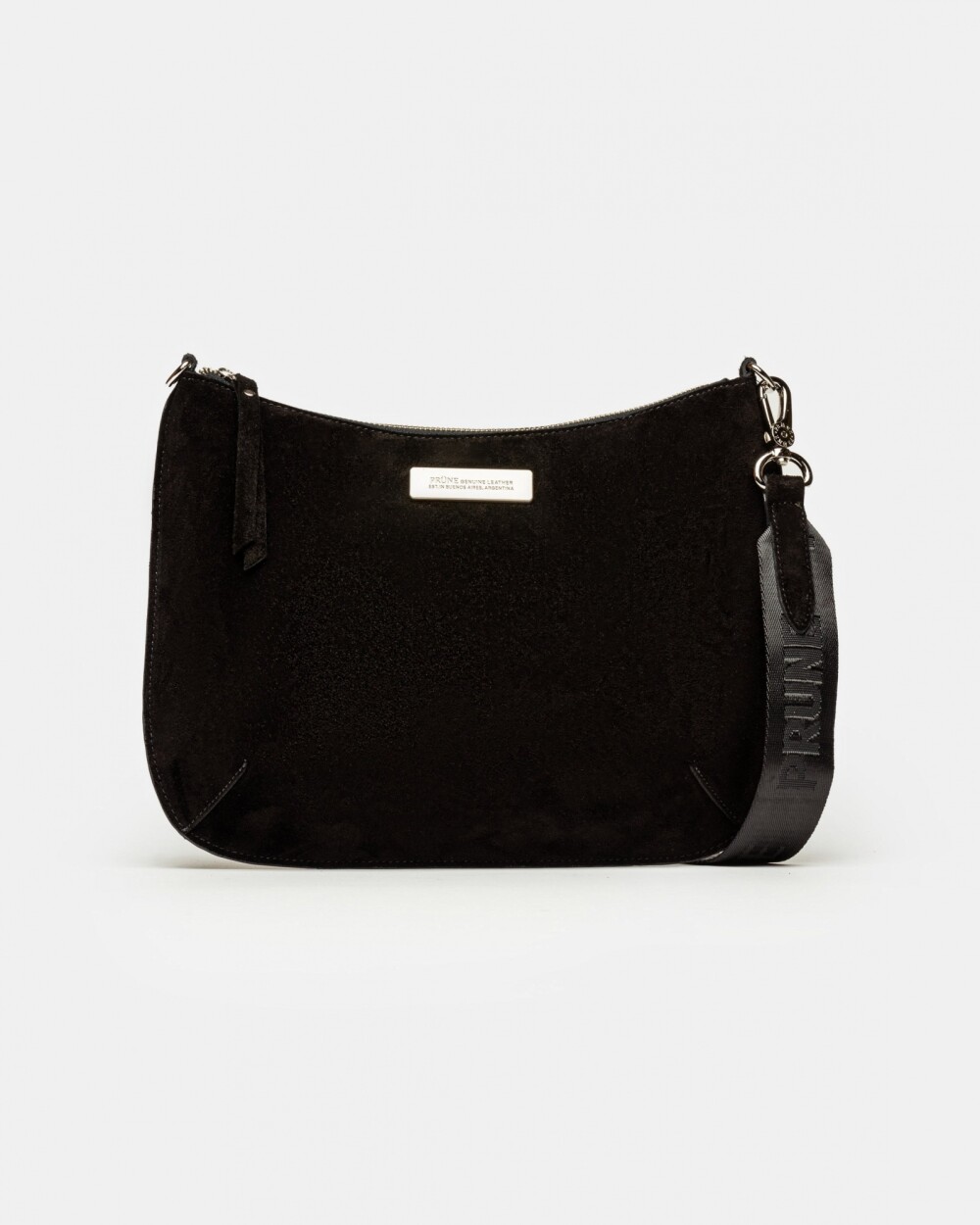 Bandolera Mia en cuero gamuza Negro