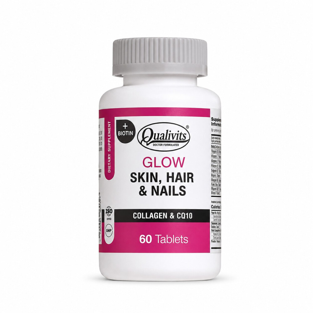 Glow Skin, Hair & Nails | Complejo para Piel, Cabello y Uñas | 60 Tabletas - Qualivits Glow Skin, Hair & Nails | Complejo para Piel, Cabello y Uñas | 60 Tabletas - Qualivits