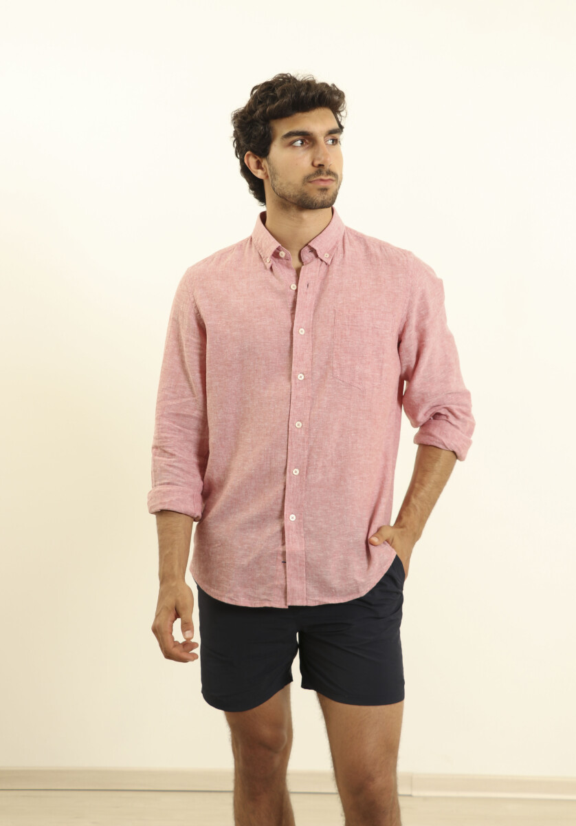 CAMISA DE LINO HARRINGTON LABEL - Rojo 