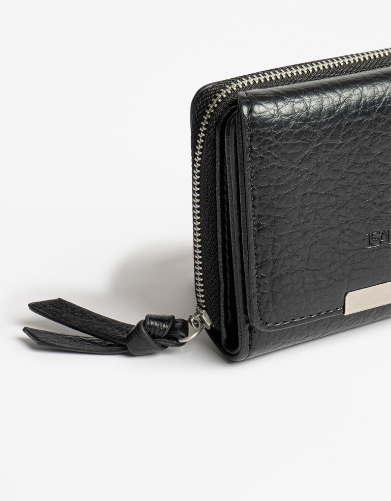 Billetera Solapa Billetera Con Solapa Negra - Negro