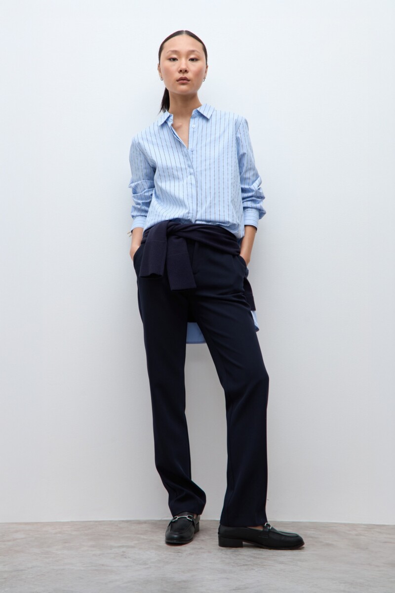 Camisa rayada oversized - celeste 