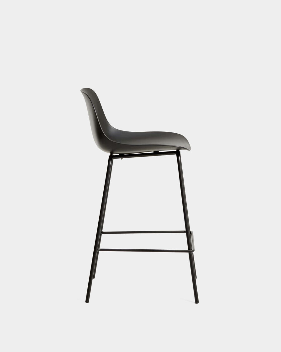 Taburete Altea negro y patas de acero con acabado negro 65 cm