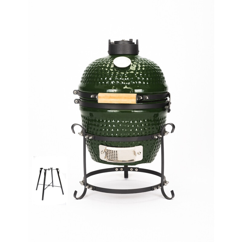 Kamado 13" Verde con soporte elevador de obsequio Kamado 13" Verde con soporte elevador de obsequio