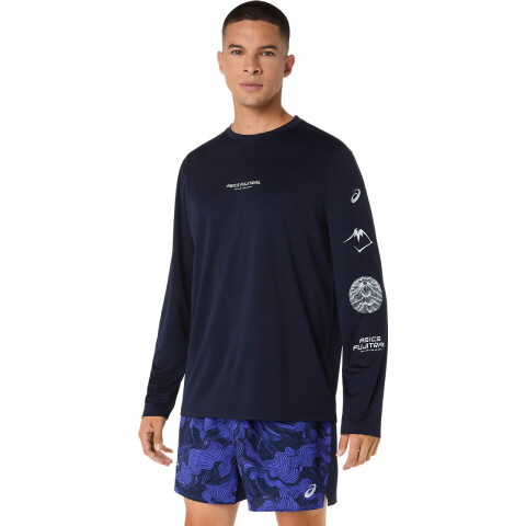 Polo Running Fujitrail Logo LS Top Hombre Midnight/cobalt Burst/cool Grey