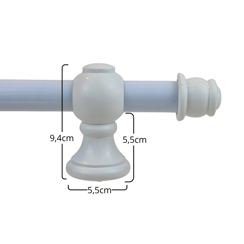 Barrote cortina metal EuroClassic 1,5m + 2 soportes BLANCO